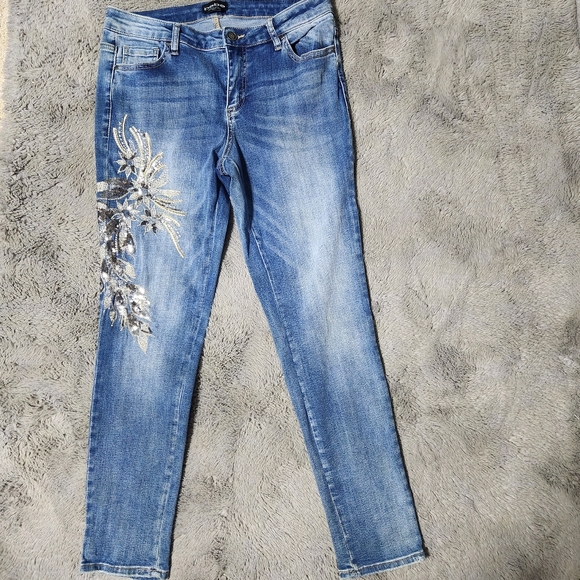 Blue Bebe embroidered sequin low rise skinny jeans-Size 29 - Picture 2 of 5